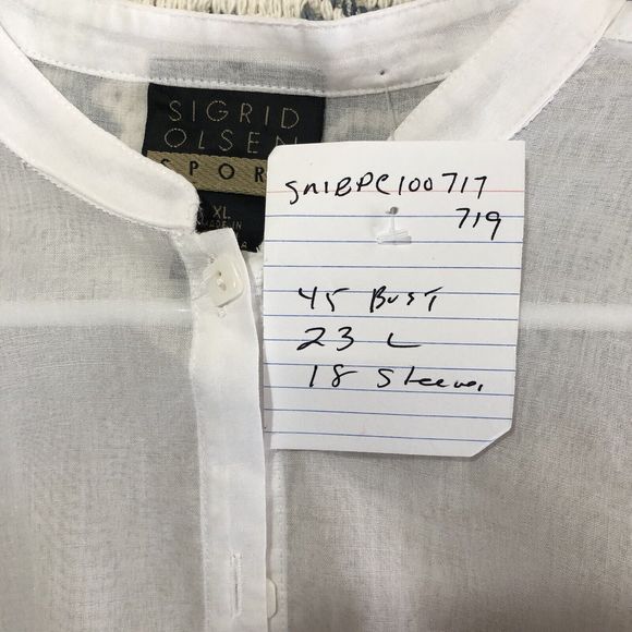 Sigrid Olsen XL 100% Linen Long Sleeve Blouse Sheer Embroidery NWOT - Picture 11 of 11